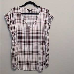 Plaid short sleeve blouse